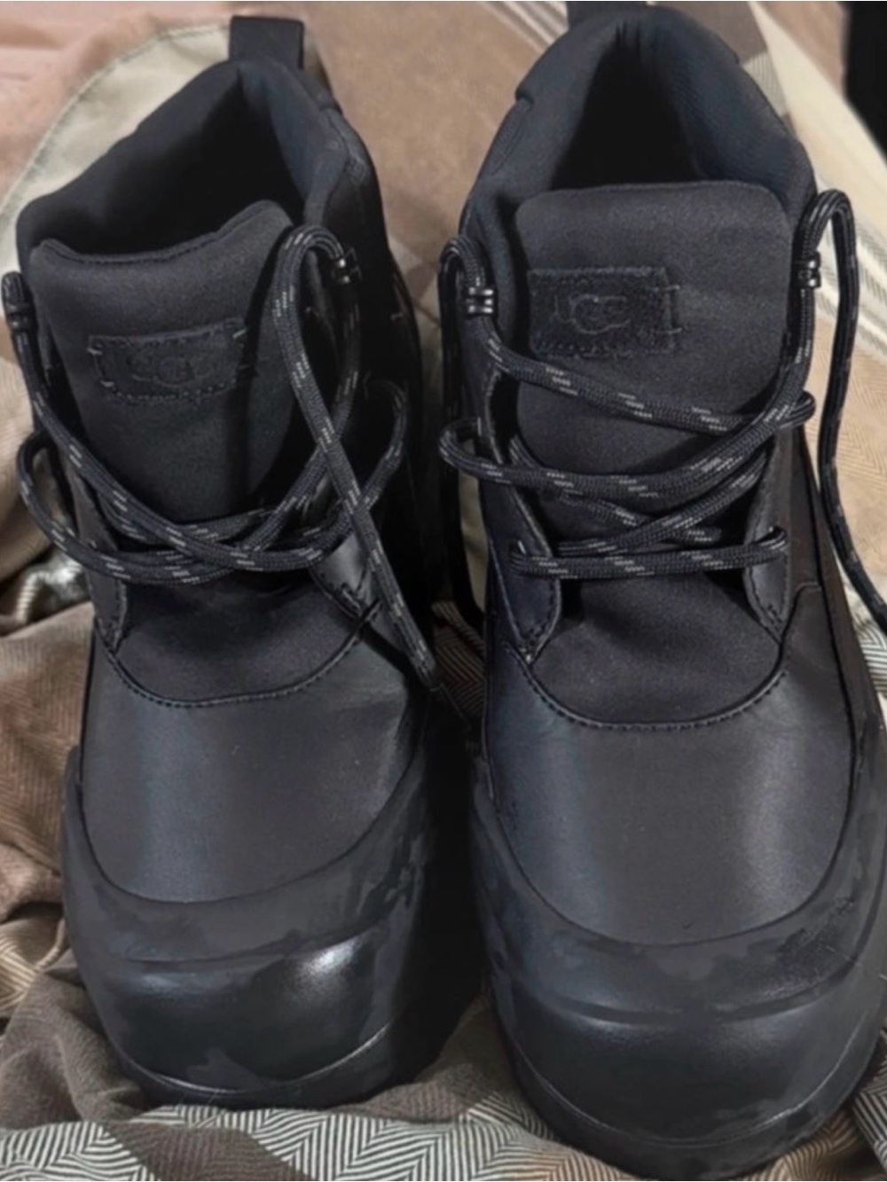 UGG Men's Black Lace-Up Waterproof Boots